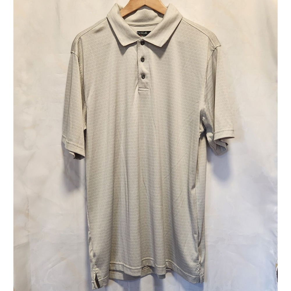 Bolle Men's Size XL Light Gray Golf Polo‎ 1/4 Button Collared Striped Pattern